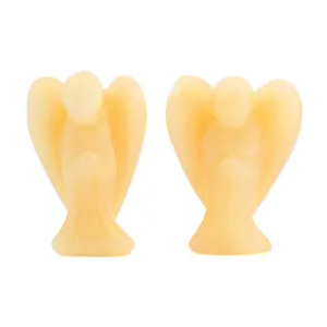 Natural crystal quartz stone angel carving figurine ornament gemstone healing gift piece.