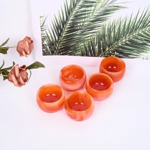 Set di tazze da tè in agata rossa naturale, piccole tazze kung fu, dettagli in pietra.