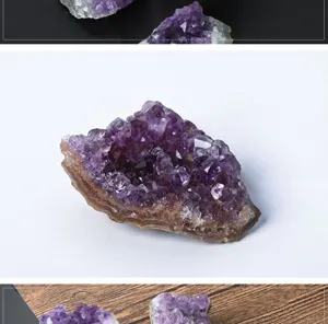 Natural raw amethyst crystal cluster specimen geodes mineral stone healing home decor.