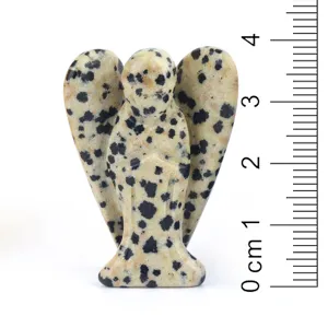 Natural Dalmatian Jasper Crystal Angel Figurine Pocket Stone Healing Decor Gifts