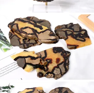 Natural septarian stone slices rough mineral specimens for desktop home decor wholesale display.