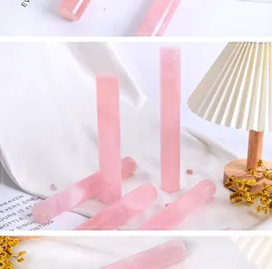 Natural Rose Quartz Crystal Cylinder Polished Stone Office Desktop Home Decor Photography Props