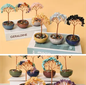 Arbre à argent en cristal bonsaï pierre précieuse feng shui décoration maison bureau guérison