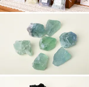 Natural rough crystal stones detail shot, raw mineral specimen display for healing decoration.