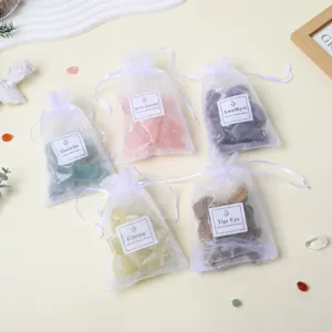 Natural Crystal Raw Stone Gift Bag White Purple Yellow Crystal Mineral Specimen Aromatherapy Stone Home Decor