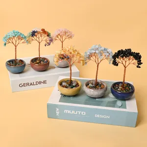 Arbre a Argent en Cristal Bonsai de Pierre Precieuse Feng Shui Decoration Maison
