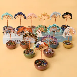 Arbre a argent en cristal bonsai pierre precieuse chance decoration feng shui cadeau guerison