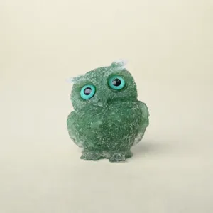 Green crystal crushed stone resin owl figurine cute animal desktop ornament decoration