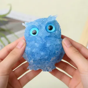 Blue crystal resin owl figurine cute home decor desktop ornament creative gift