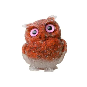 Crystal resin owl figurine cute animal desktop ornament for home decor and kids room