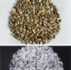 Natural crystal chips 7-9mm tumbled stones detail view for fish tank and aquarium decor.