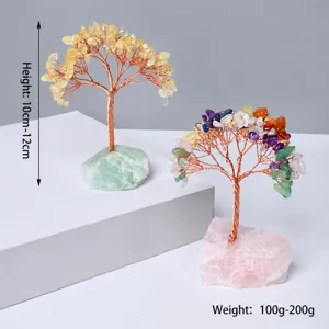 Kristall Geldbedeutung Heilung Edelstein Bonsai Baum mit Rohem Stein Basis Büro