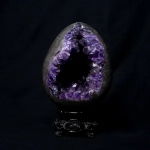Natural amethyst geode crystal cave raw stone luxury home decor display ornament stand