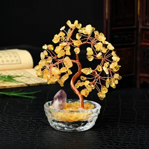 Natuurlijke citrien kristal geldboom bonsai fortuin feng shui thuis kantoor tafel decor
