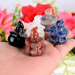 Natural crystal pumpkin witch hat carved miniature ornaments Halloween healing stone gifts