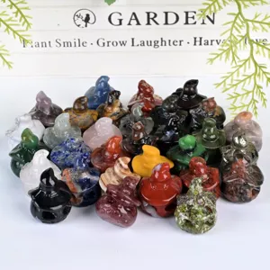 Natural crystal pumpkin carved ornament gemstone witch hat crafts for home decor gift