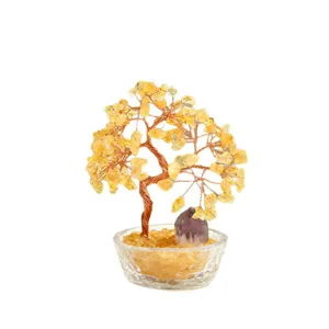 Natuurlijke citrien geldboom kristal edelsteen welvaart boom kantoor bureau decor