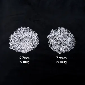Natural clear quartz crystal gravel chips stones for healing, demagnetizing, and home decor.