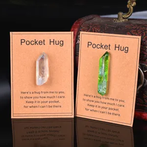 Natural crystal pocket hug stone with message card healing mineral gift ornament for friends