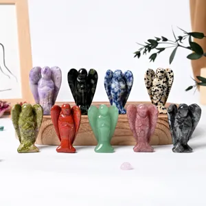 Natural crystal stone carved angel figurines healing gemstone home decor crafts wholesale