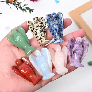 Natural crystal angel carved figurines assortment semi-precious stone home decor detail