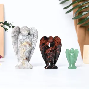 Natural crystal angel figurine gemstone carved craft home decor ornament gift wholesale