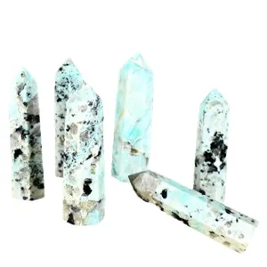 Natural Tianshan Blue Crystal Hexagonal Pillar Wand Healing Energy Stone Decor Main Display