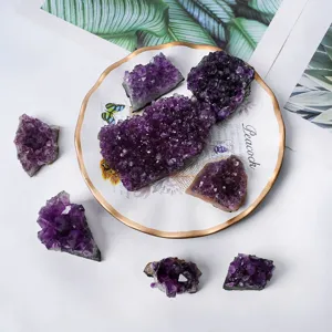 Natural Amethyst Crystal Cluster Raw Mineral Specimen Geode Pocket Stone Healing Crystal Home Decor Ornament