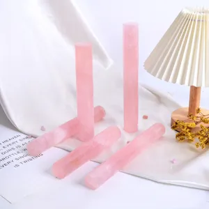 Natural Rose Quartz Crystal Pillar Polished Gemstone for Desktop Decor