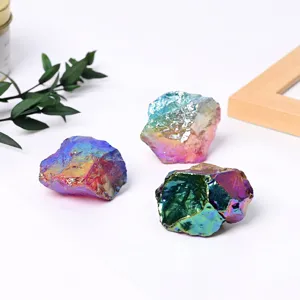 Pietre grezze di grappolo di cristallo di titanio arcobaleno naturale decorazione casa 3pz