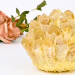 Naturale citrino cristallo grappolo grezzo pietra geode minerale campione per ufficio casa regalo.