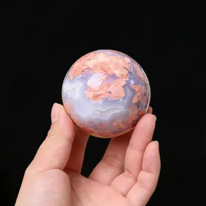 Sphère de cristal d'agate de cerisier naturelle pierre précieuse polie pour déco de bureau