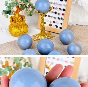 Natural blue crystal sphere gemstone ball healing energy stone home office decor