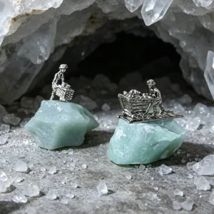 Adorno natural de estatuilla de minero de piedra de cristal crudo decoración escritorio