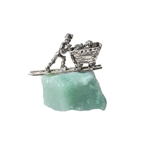 Adorno de minero de piedra bruta de cristal natural decoracion mineral artesanal.