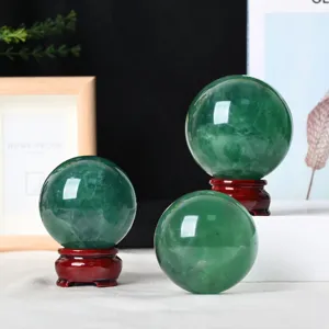Natural green fluorite crystal ball sphere gemstone home decor healing stone ornament display