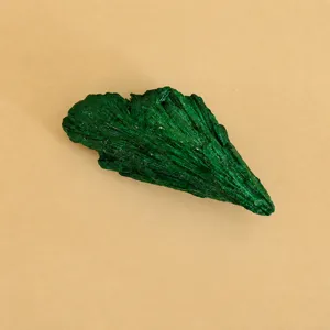 Natural green crystal raw stone mineral specimen, unique feather shape specimen for wholesale.