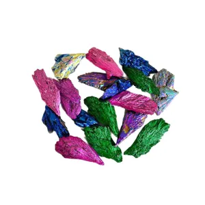 Natural electroplated crystal raw stone mineral specimen set, colorful gemstone decor.