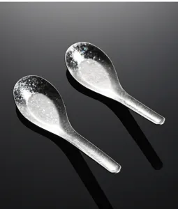 Reiner Titan Kristall Eiskristall Suppenlöffel, 1.2mm flacher Boden, Detailansicht.