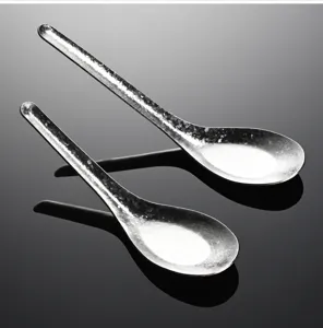 Reine Titan Kristall Eis Muster Suppenlöffel, flaches Design, langlebiges Haushaltsgeschirr.