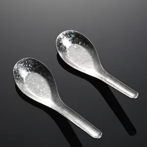 Reine Titan flache Bodensuppenlöffel mit kristalliner Eiskristallstruktur für Haushalt.