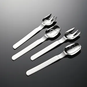 304 Stainless Steel Children Tableware Cute Koala Bear Stamped Spoon Fork For Baby Creative Cartoon Kids Feeding Utensils Mirror Polished