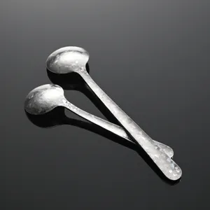 Mini cuillère à condiment en pur titane avec texture cristal, petite cuillère à café.