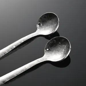 Ensemble de mini cuillères à épaisseur en titane pur, petite cuillère ronde à café et sel.