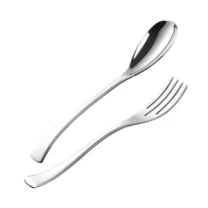 Set de cuillère et fourchette de service en acier inox, design moderne pour hôtel.