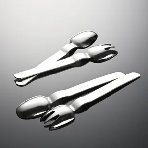 Kids koala fork spoon set stainless steel tableware for baby feeding main image show.
