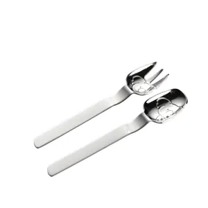 Stainless steel kids fork spoon set cute koala embossed toddler tableware feeding utensils