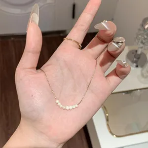 Korean style dainty pearl clavicle chain sweet elegant necklace for women daily