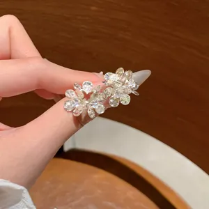 Sterling silver camellia zircon flower earrings sparkling exquisite daily jewelry accessory