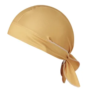 Goldfarbenes Radfahren Du-Rag Sport Kopftuch atmungsaktive Outdoor Piratenmütze Detail.